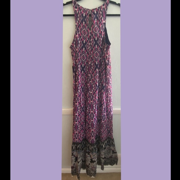 New Express Women’s Maxi Dress Boho Print - Picture 2 of 6